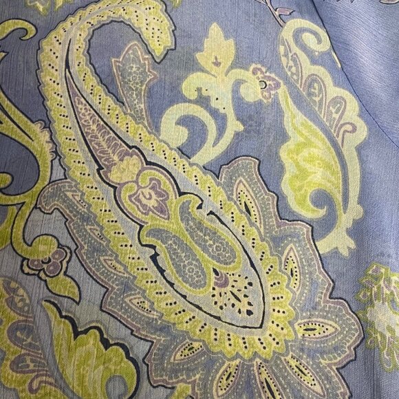 Susan Graver Floral Paisley Pintuck Pleated Sheer Top Sz 2X Pastel Spring - Picture 5 of 8